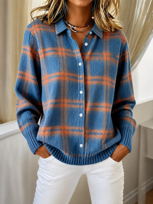 Chemise en Maille à Carreaux pour Femme