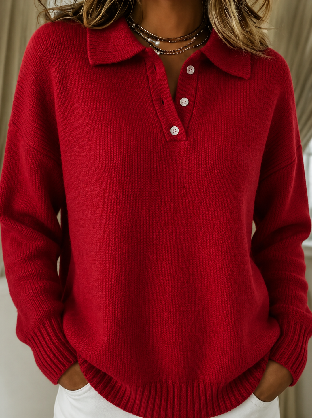 Chemise en Maille à Carreaux pour Femme
