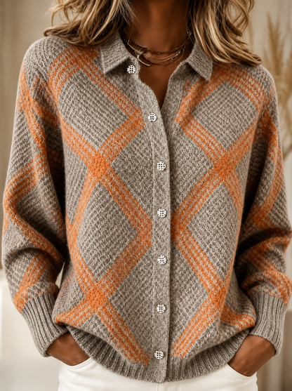 Chemise en Maille à Carreaux pour Femme
