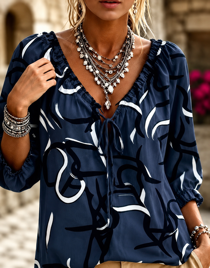 Blouse Bohème Chic à Volants et Col V